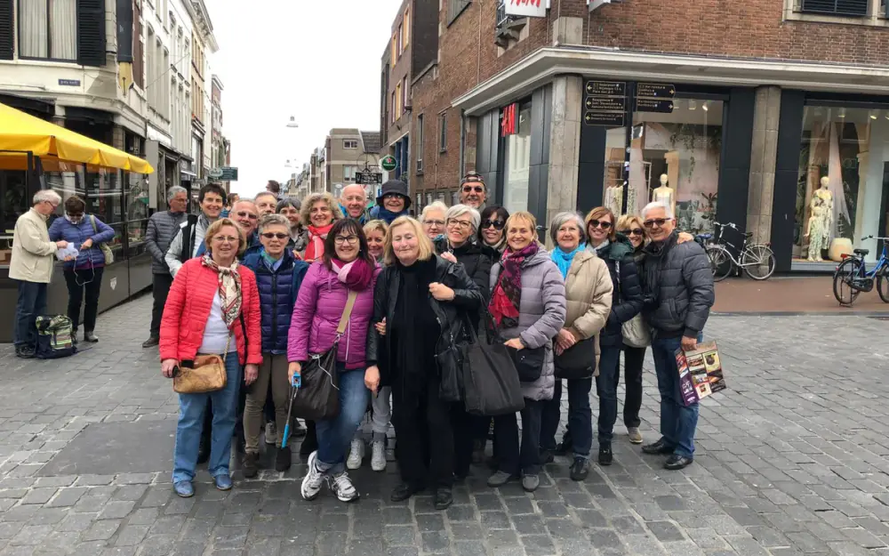 Marion with a tour group during a walking tour in Nijmegen